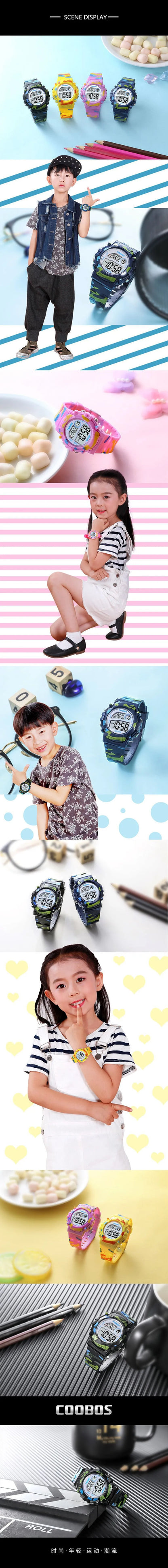 Digital LED Luminous Waterproof Watch for Kids Multi-function