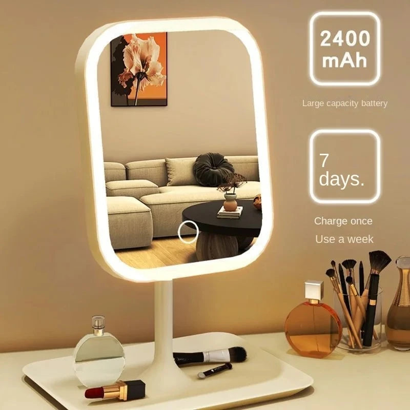 Small Unique Designer Vanity Mirror Three Colors LED Light Makeup Mirror Touch Control