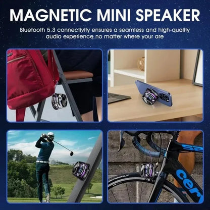 Portable Magnetic Bluetooth Speaker  with RGB Color Light and Phone Holder for IOS