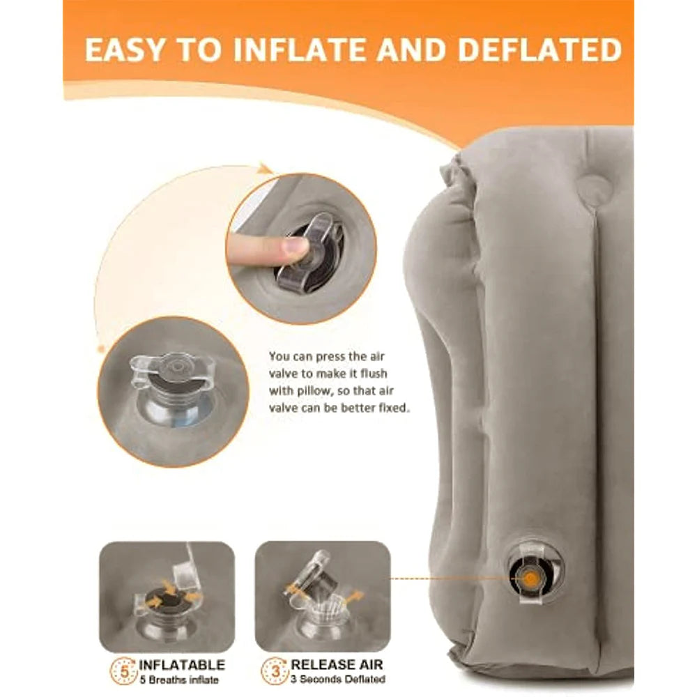 Inflatable Air Cushion Pillow Headrest Chin Support for Airplane, Car, Office Rest Neck Nap Pillow