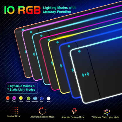 Wireless Charging RGB Luminous Gaming Mouse Pad Charger Phone