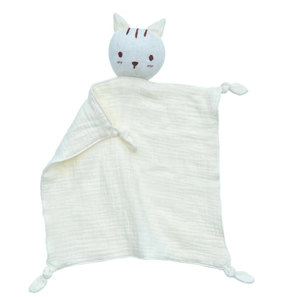 Soft Cotton Baby Bib Stuffed Cat Doll Newborn Towel Blanket