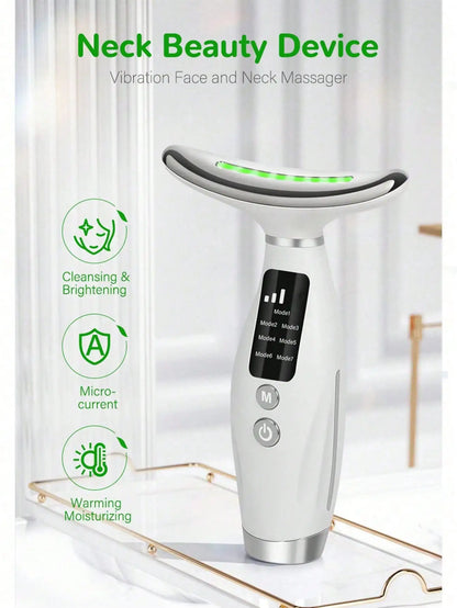 Colour Light Face And Neck Beauty Instrument 7 Modes And 7 Speeds Adjustment With Curved Hand Grip