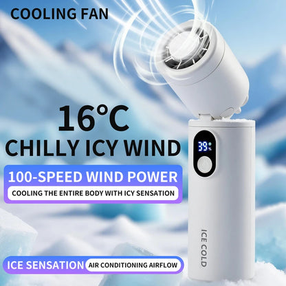 Lenovo Foldable Handheld Fan High Speed Turbine Ice Cooling 100 Gears USB rechargeable