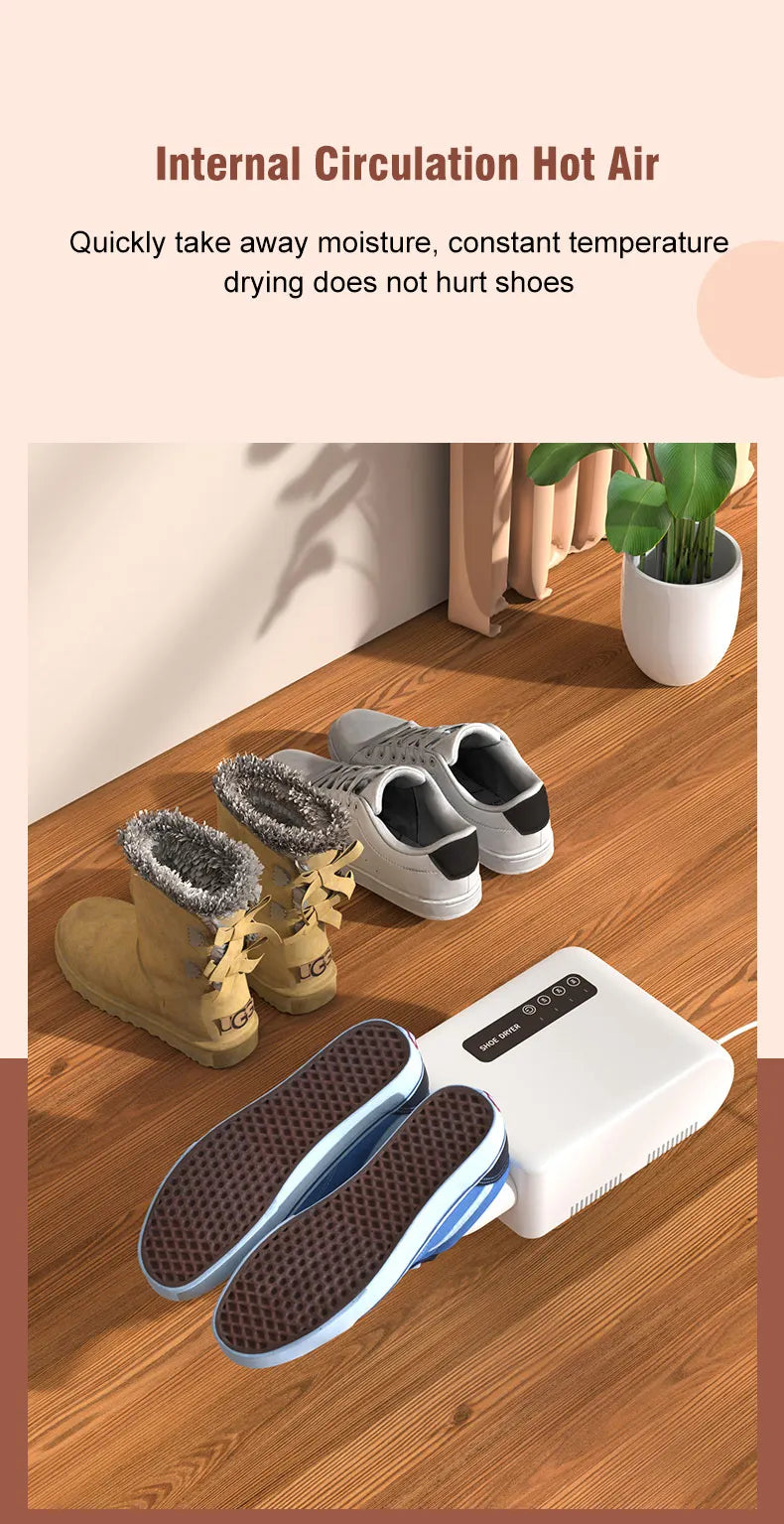 Electric Shoes Dryer Deodorizer with Heat Dehumidifier Device Foot Warmer Heater
