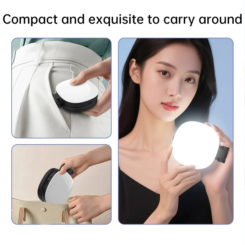 Mini Magnetic Selfie Mirror Led Light dual-colour adjustable reversible fill light bracket