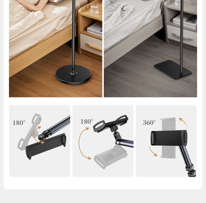 Stand Phone, Tablet Holder Floor Aluminum  Retractable iPad Clip