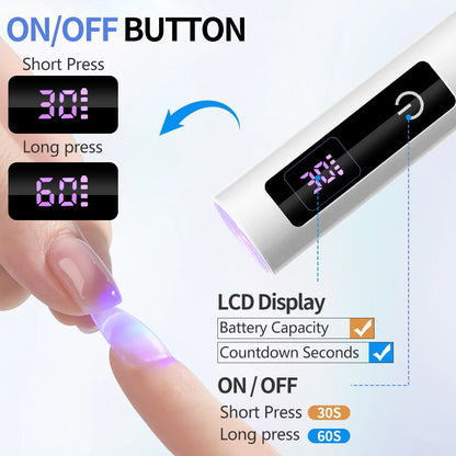 Pencil Lamp Nail UV LED Dryer Portable Rechargeable Flashlight UV Light