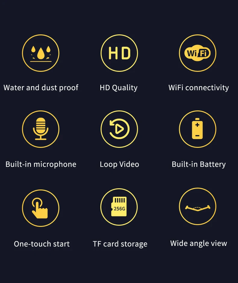 Mini Action Camera HD 1080P Outdoor Video Audio Recorder Dash Cam