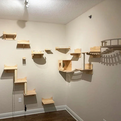 Wall Mounted Cat Climbing Shelves Cat House Cat Bridge Cat Hammock