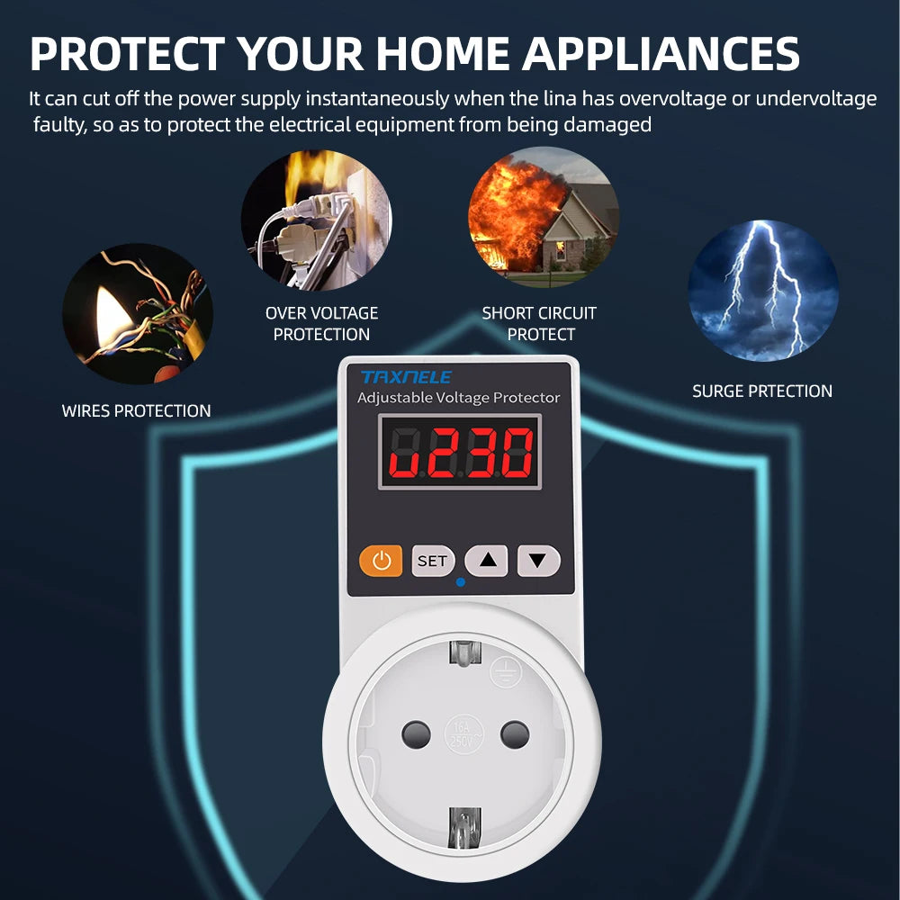 Automatic Voltage Protector Socket AC 220V 16A