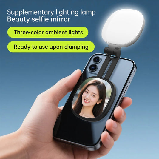 Mini Magnetic Selfie Mirror Led Light dual-colour adjustable reversible fill light bracket