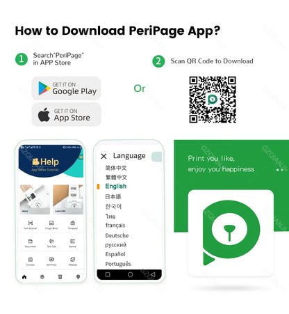 Peripage Mini Photo Printer with Carry Bag Case Paper Roll