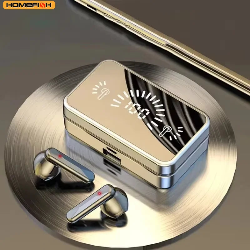 S20 Bluetooth Earphone  Mirror case with Digital Display Touch Control  Earbuds