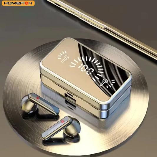 S20 Bluetooth Earphone  Mirror case with Digital Display Touch Control  Earbuds