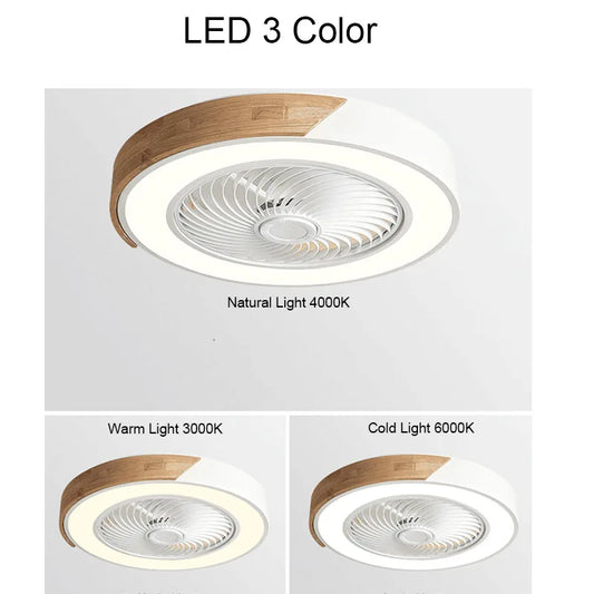 Modern Wood 52CM Bedroom or dinning room Ceiling Fan Light Lamp 220V APP + Remote Control