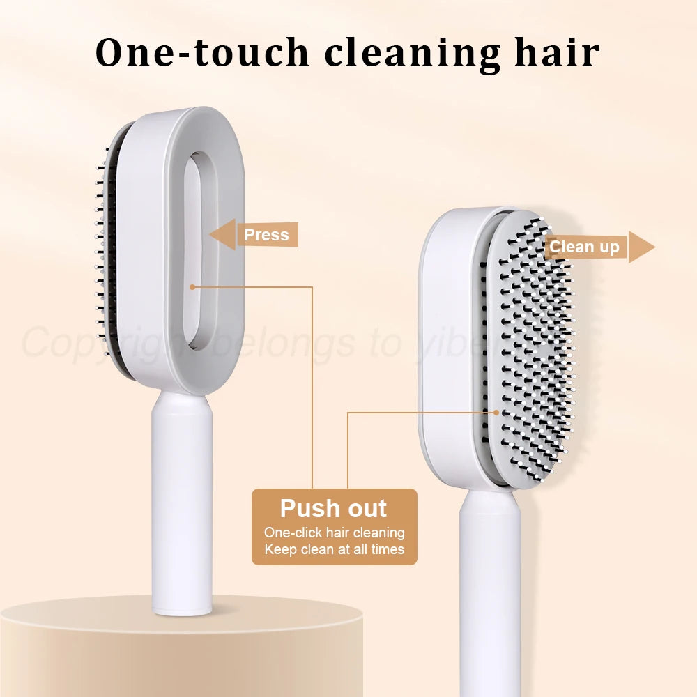 Upgraded Press-Type Self Cleaning Hair Brush Air Cushion Comb Ladies LongHair 3D Central Airbag Massage Comb Household Hairbrush
