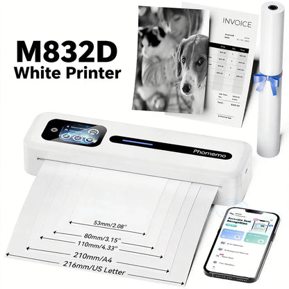 Phomemo M832D Touchscreen Portable Printer Thermal Inkless Supports Prints A4 & US Letter, Compatible with iOS/Android/PC