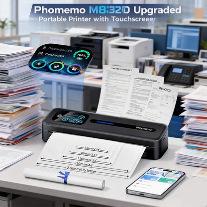 Phomemo M832D Touchscreen Portable Printer Thermal Inkless Supports Prints A4 & US Letter, Compatible with iOS/Android/PC