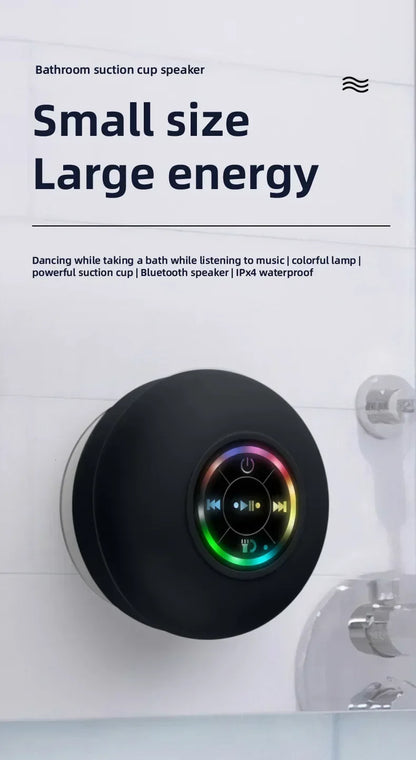 Mini Portable Bluetooth Audio IPX4 Waterproof Led Lights Bathroom Outdoor Large Suction Cup Can Be Adsorbed Wall Speaker