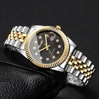 Luxury Men Business Watches Gold & Silver Fashion Women Quartz Watch