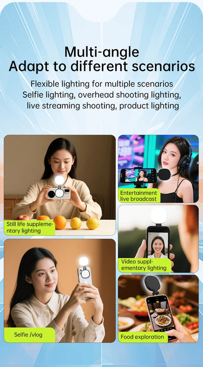 Mini Magnetic Selfie Mirror Led Light dual-colour adjustable reversible fill light bracket