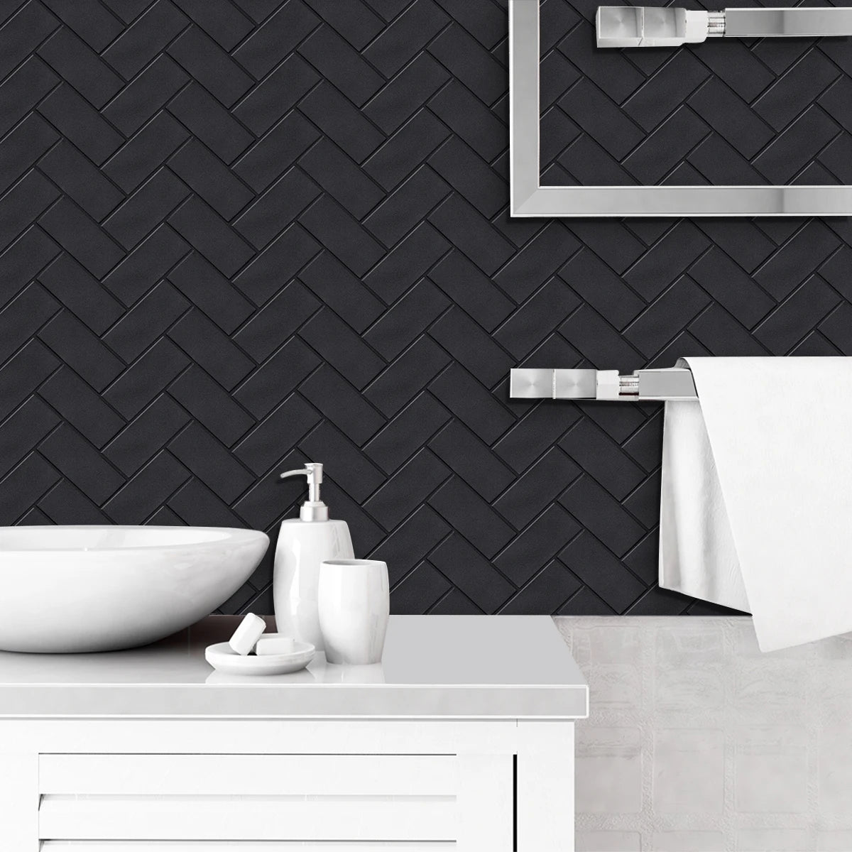 10pcs 3D Tile Self-Adhesive Wall Stickers - Heat-resistant And Waterproof