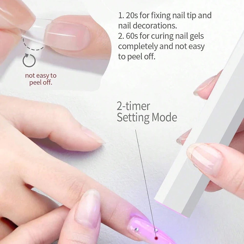Portable Handheld UV Light lamp for Gel Nails  Rechargeable