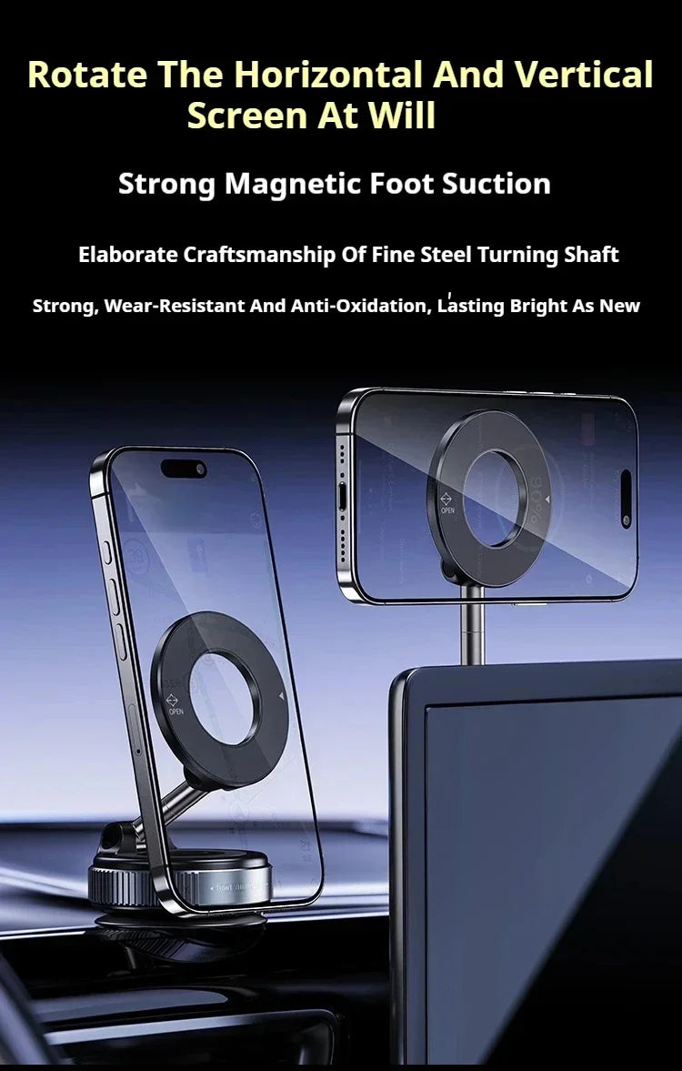 Vacuum Strong Magnetic Phone Holder Foldable Design 360° Adjustable Vacuum Car Mount For Cell Phone For phone Live Stream New