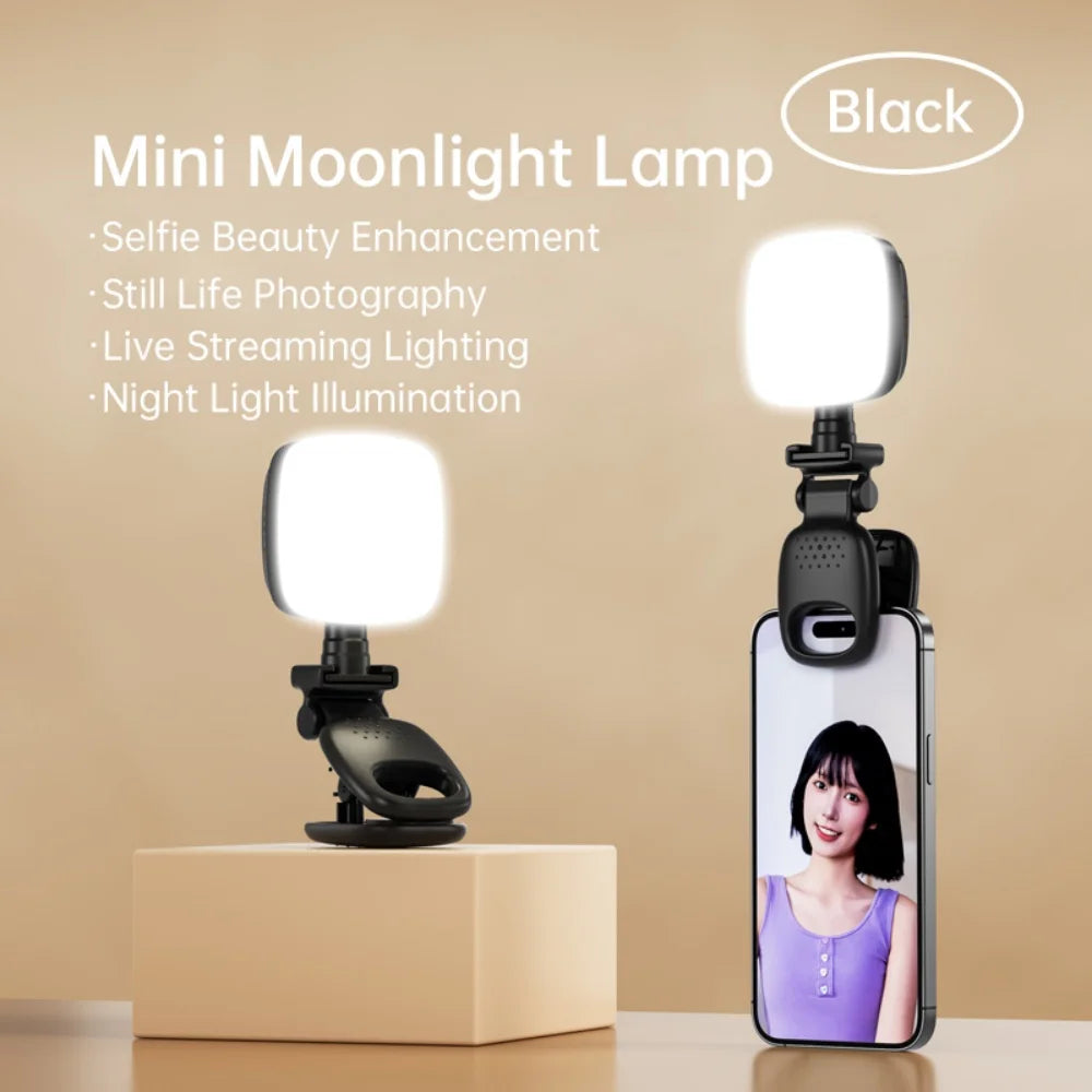Mini Moonlight Portable Adjustable LED Selfie Clip Light for cell, laptop