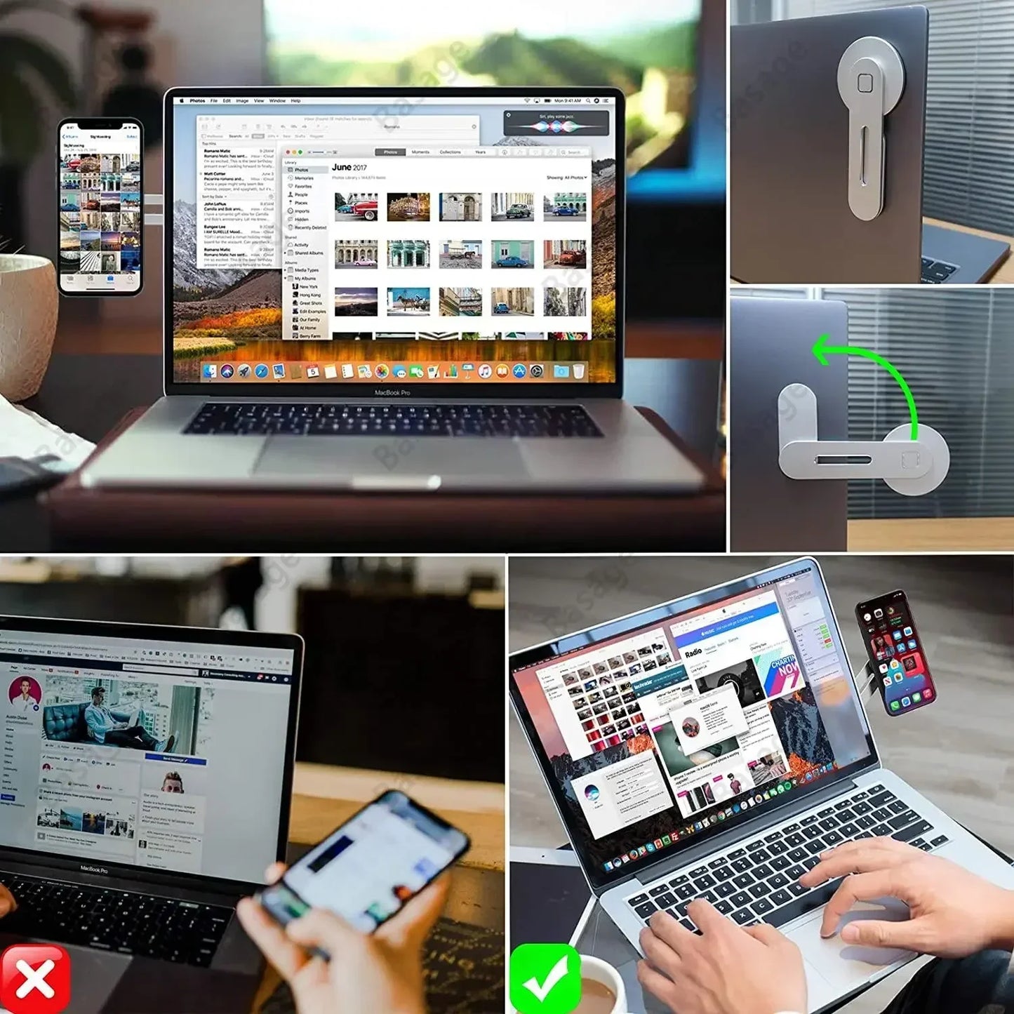 Magnetic Laptop Phone Holder Slim & Foldable For iPhone 14 13 12 Series Case and All Phone