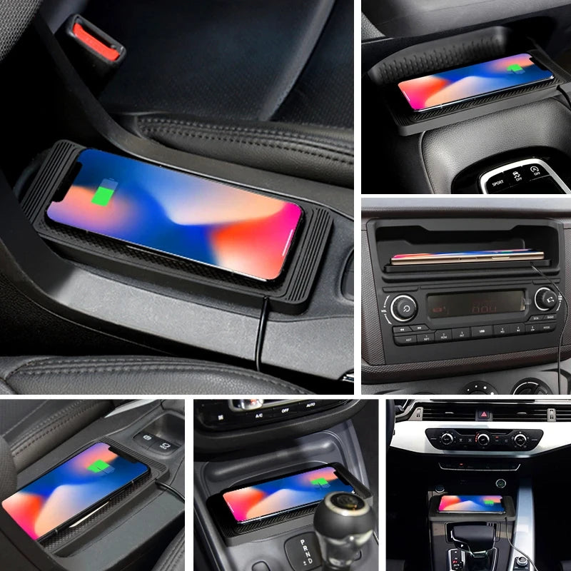 Cordless 15W Car Charger Pad Non-Slip Qi Fast Charging for Android & iPhone 11/12/13/14 - Vehicle Phone Charger