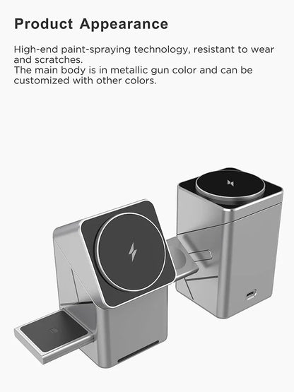 Rotating iphone  3in1 15w Magnetic Wireless Charger Stand For iPhone 16 15 14 13 12 Max  iWatch Airpods Fast Charging Dock