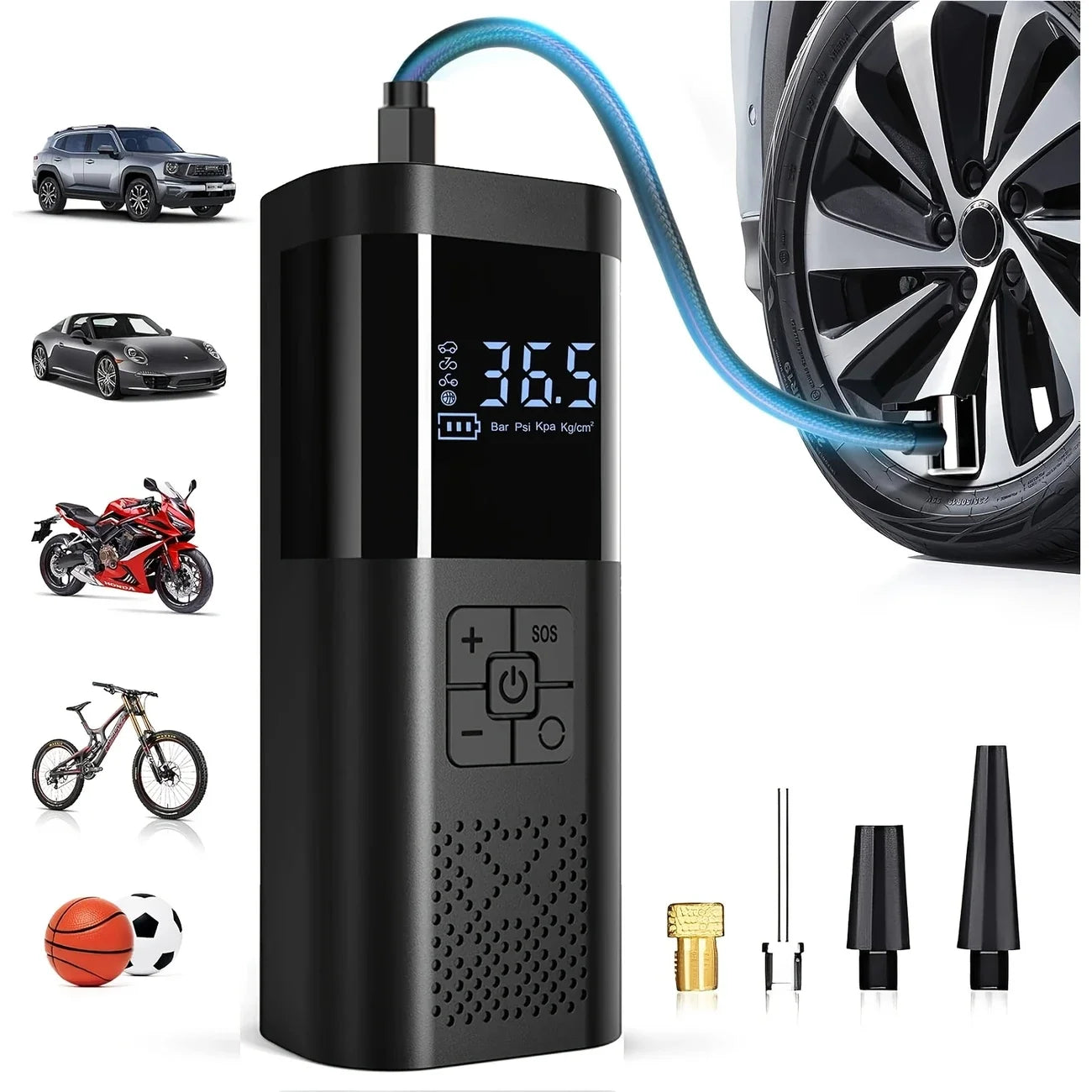 Portable Air Compressor 3X Faster 150PSI Cordless Tire Inflator Pump with Digital Gauge for