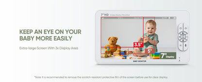 1080P HD Split Screen Video Baby Monitor with two Camera, Hack Proof, Remote Zoom/Pan/Tilt, 4000mAh Battery