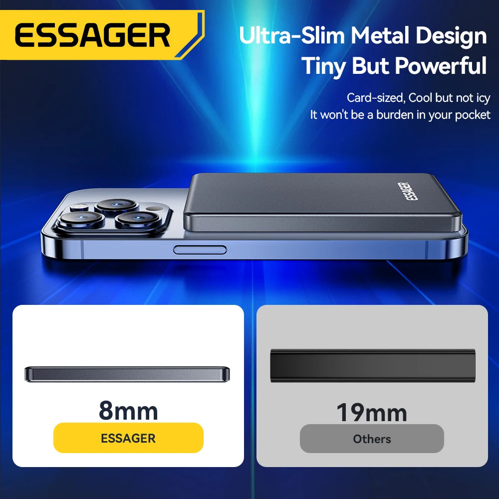 Essager  ultra Thin Wireless Magnetic External Battery 20W 5000mAh Fast Charging For iPhone 17 16 15 14