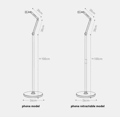 Stand Phone, Tablet Holder Floor Aluminum  Retractable iPad Clip