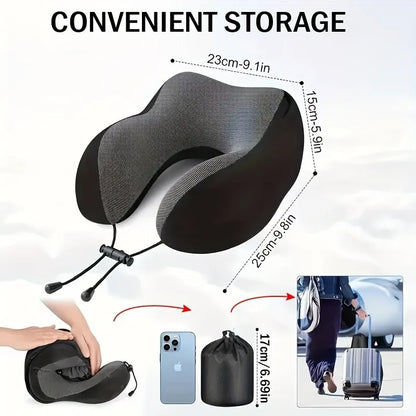 Neck Support for Airplane Memory Foam U-Shaped Travel Pillow with Detachable Hoodie