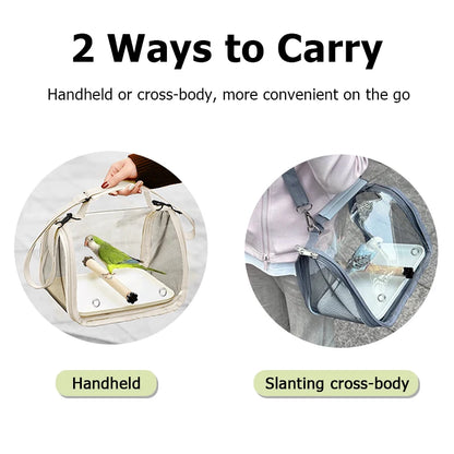 Portable Breathable Bird, Hamster, parrot Travel Bag With Stand & Removable straps  design