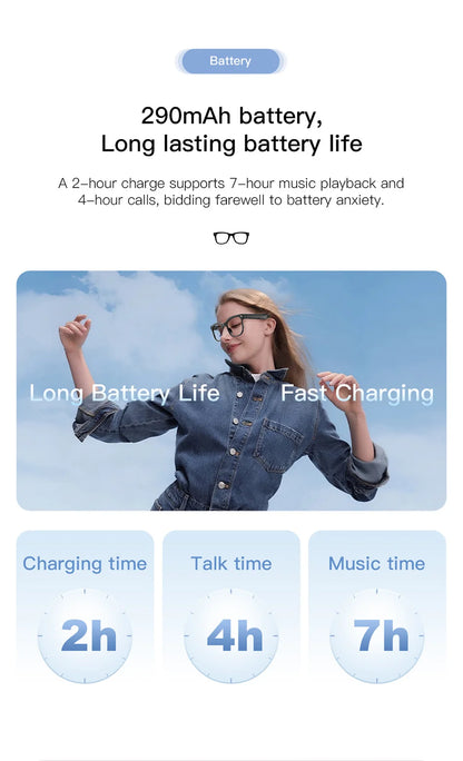 Smart Glasses 2026 4K HD Chat GPT 800MP Camera Recording WIFI - Bluetooth Call 260Mah Voice Assistant