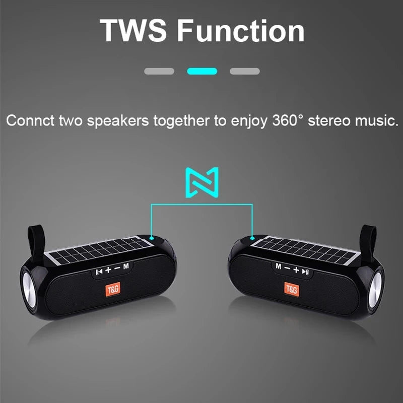 Solar Portable Radio FM  Wireless Bluetooth Speaker Music Sound Box Subwoofer Bass