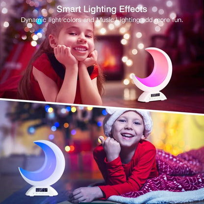 Cute Moon Mood Light Touch Dimming with Clock RGB Color Changing Light Bluetooth Speaker Music Playback  Bedroom Night Light