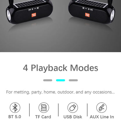 Solar Portable Radio FM  Wireless Bluetooth Speaker Music Sound Box Subwoofer Bass