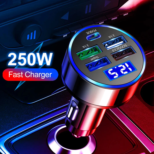 Vumpach 5 Ports USB Car Charge 250W Quick 7A Mini Fast Charging For iPhone