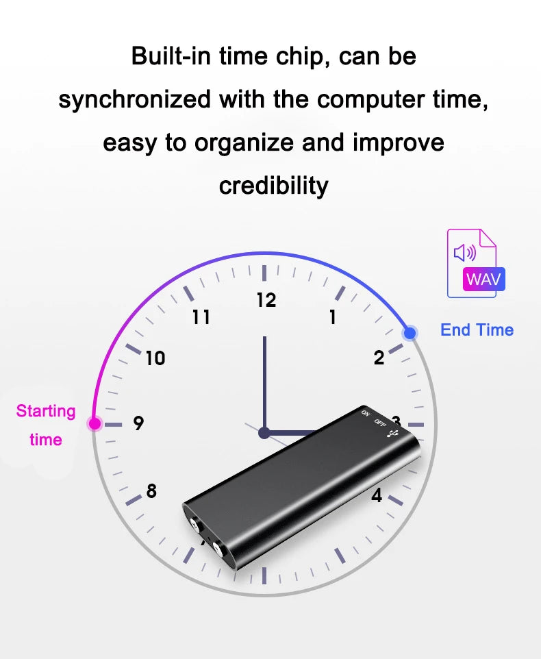 Smallest Ultra thin Activated Voice Recorder Noise Reduction 4-64Gb Audio Dictaphone MP3 Player
