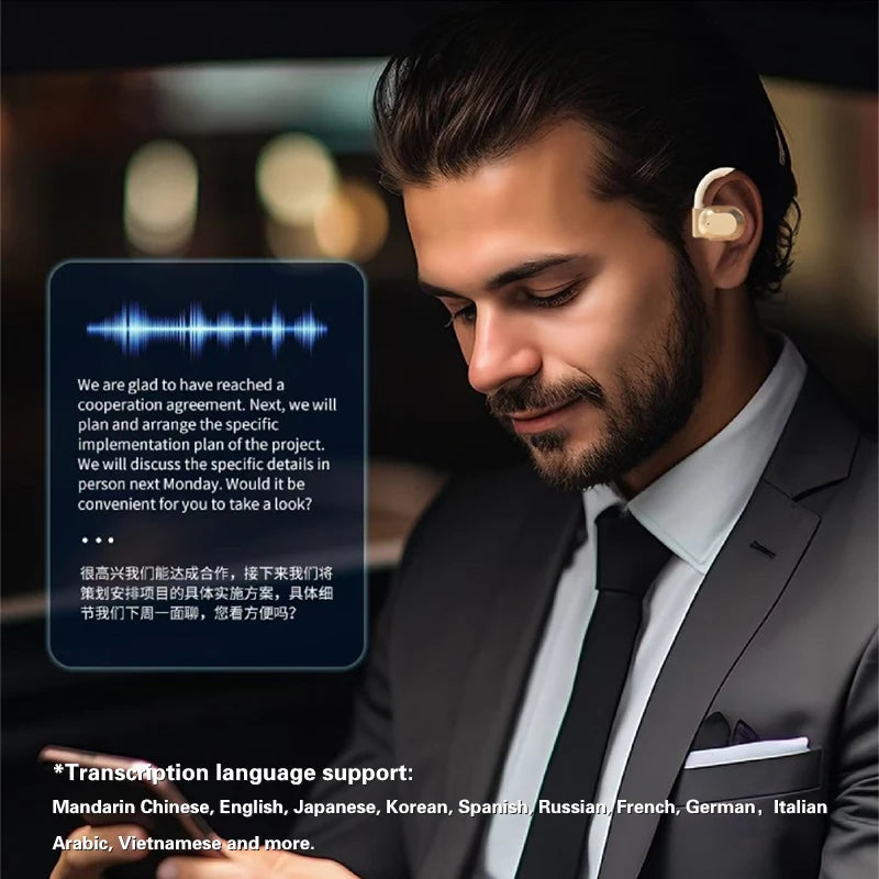Lenovo AI Earphones Wireless Bluetooth Real-time Language Translation 144 Languages Headphone Translator