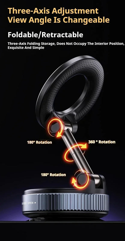 Vacuum Strong Magnetic Phone Holder Foldable Design 360° Adjustable Vacuum Car Mount For Cell Phone For phone Live Stream New