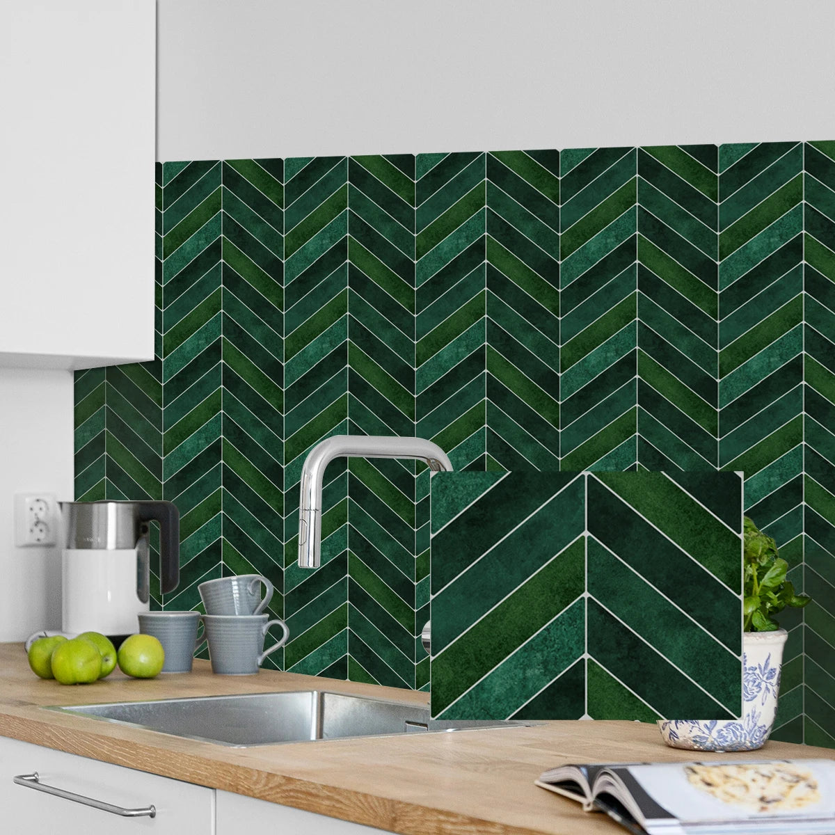 3D self-adhesive wall stickers, waterproof and easy to clean, suitable for kitchen, bathroom, living room, dining room, etc.