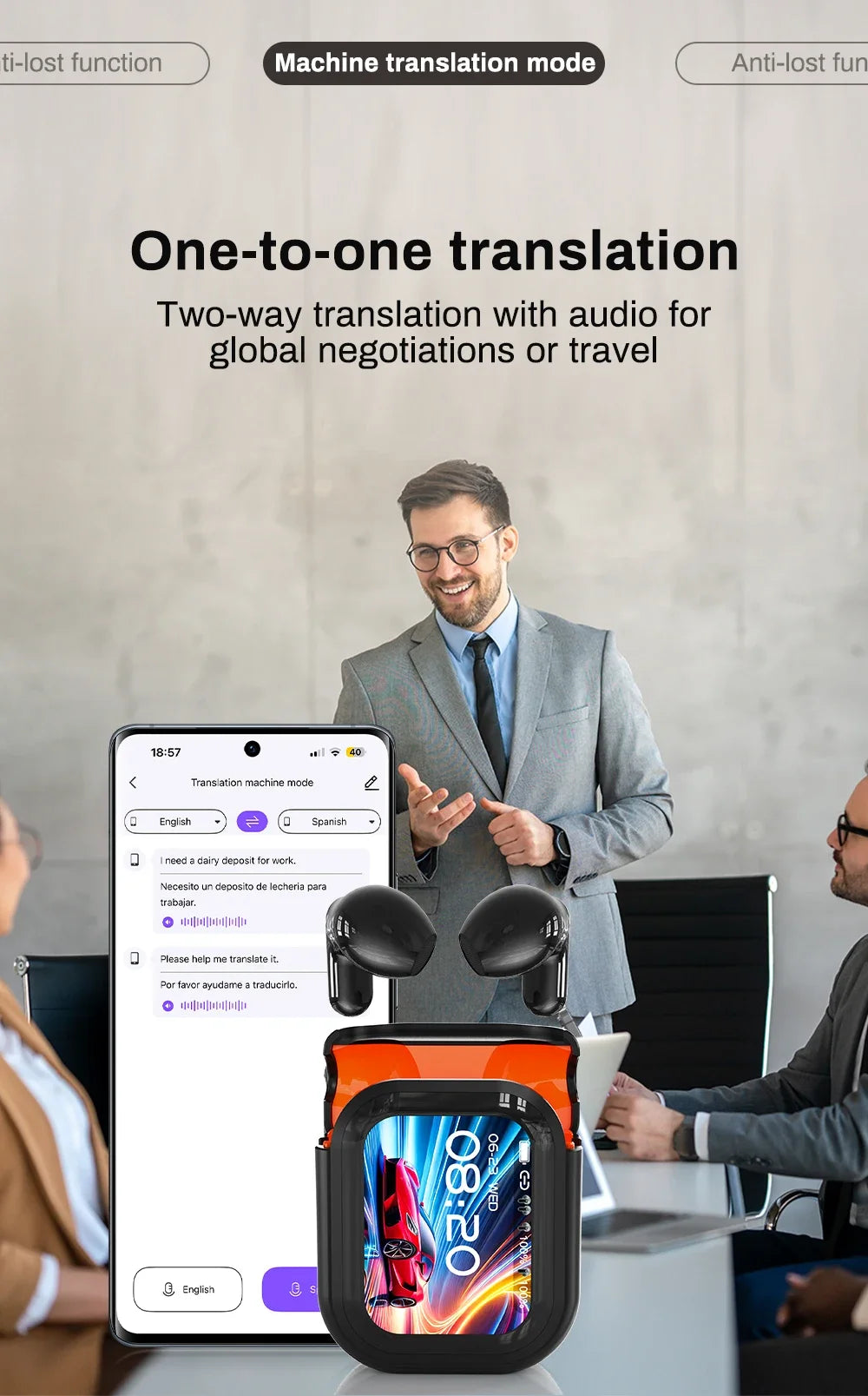 2026 New Bluetooth 6.0 Wireless Headset Translation Headset Waterproof