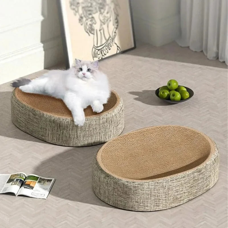 2in1 Oval Cat Scratching Board Protect Furniture Grinding Claw